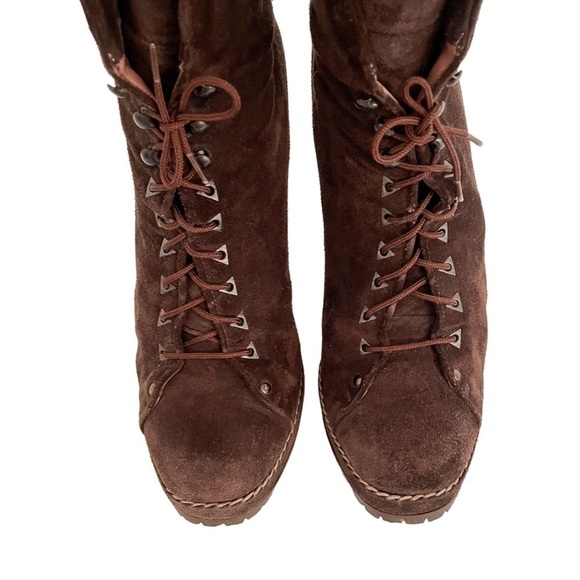 Alaia Suede Platform Heeled Combat Boots 38.5 - Picture 5 of 11